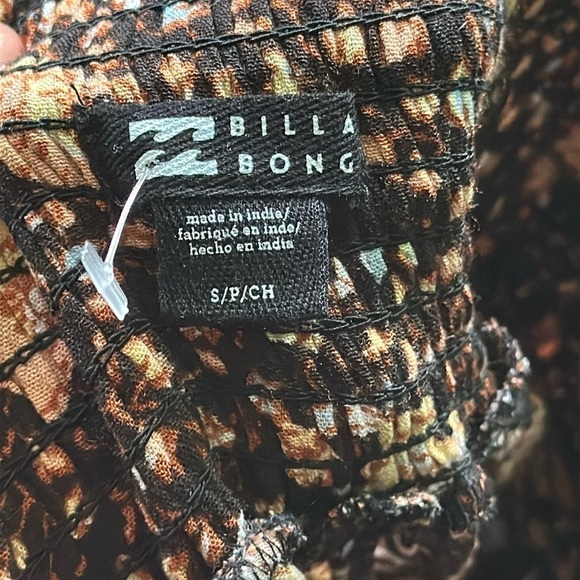 BILLABONG Orange/Black Floral Split Strapless Jumpsuit Size Small - Picture 4 of 5